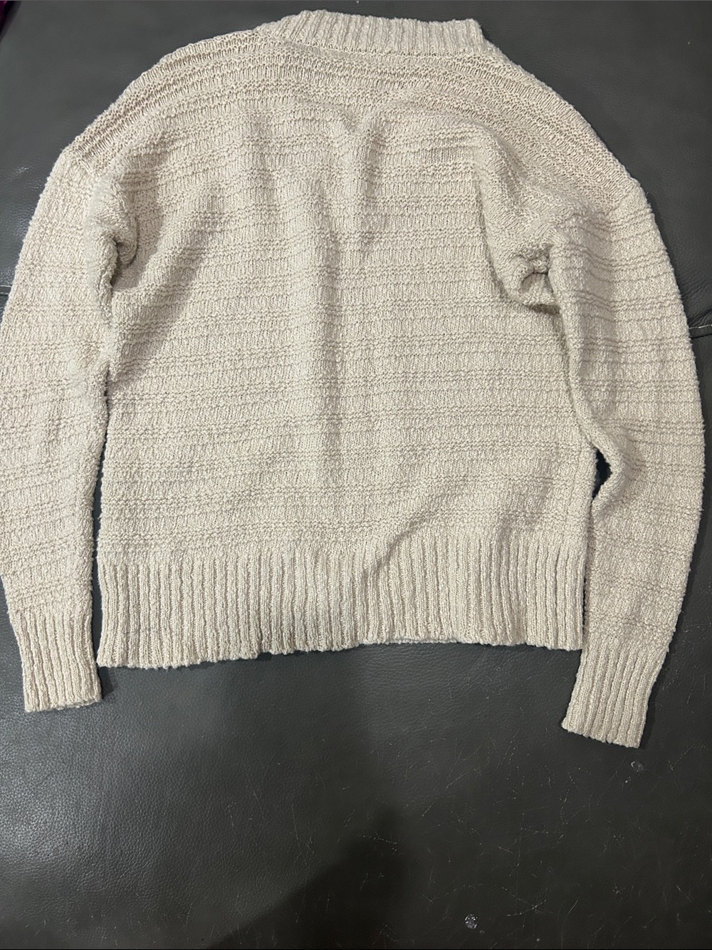C&C California Vintage Cream V-Neck Sweater sz S 100% Linen - Picture 5 of 5